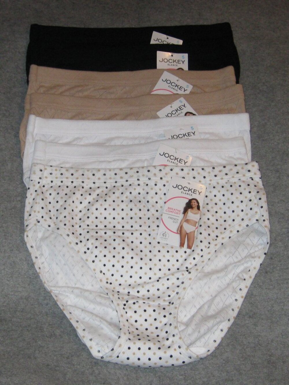 Jockey 7-Pack Elance Breathe Hi-Cut Panty Sz 5 Basics